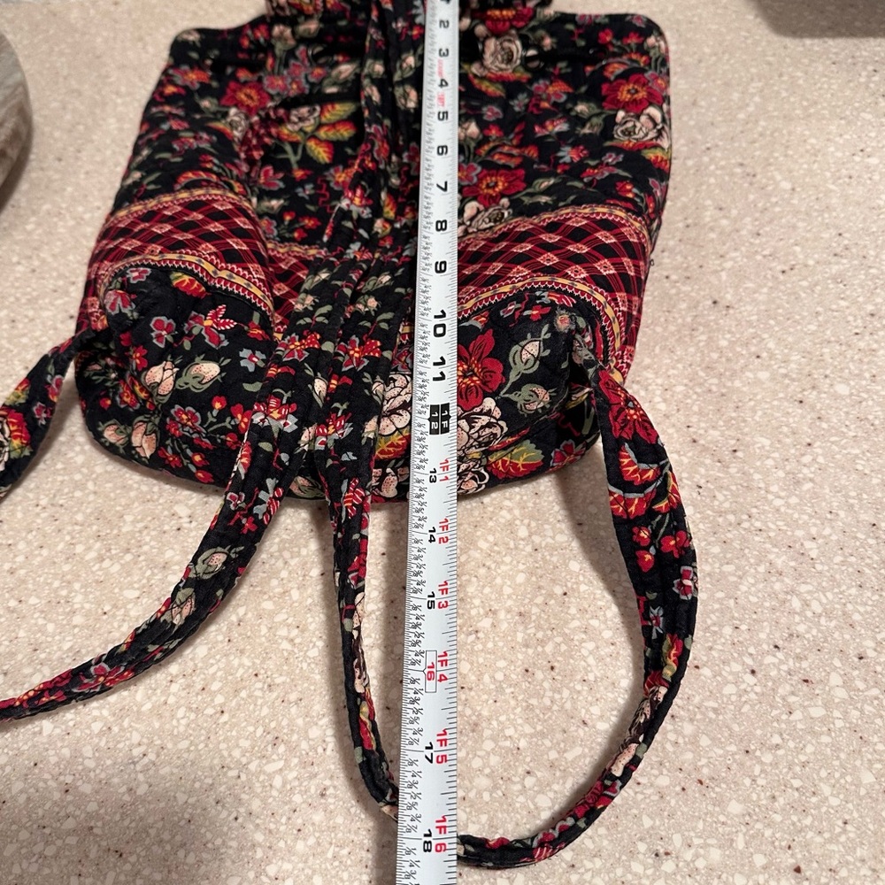 Vintage Vera Bradley Floral Quilted Backpack in Anastasia Black & Red Roses GUC - Picture 13 of 16